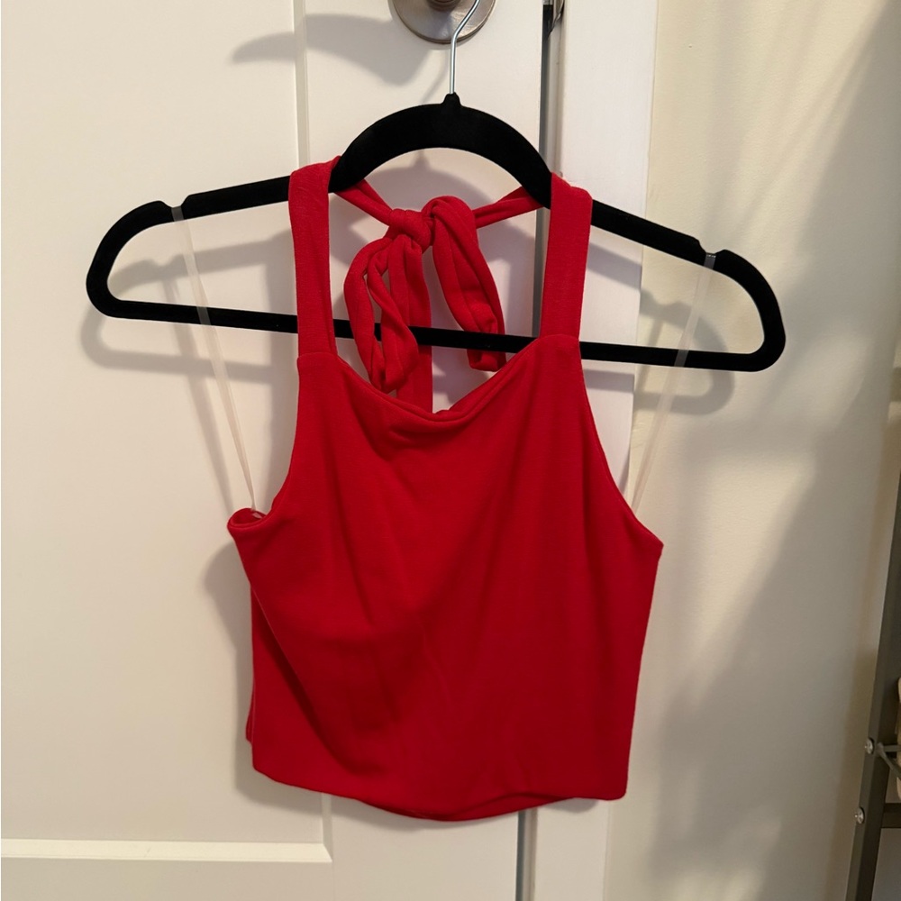 American Threads, size medium red halter crop top